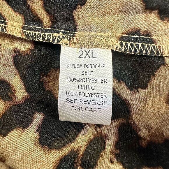 OHS Clothing Women's 2XL Long Sleeve Wrap Front Belted Leopard Maxi Dress Brown - Picture 6 of 14